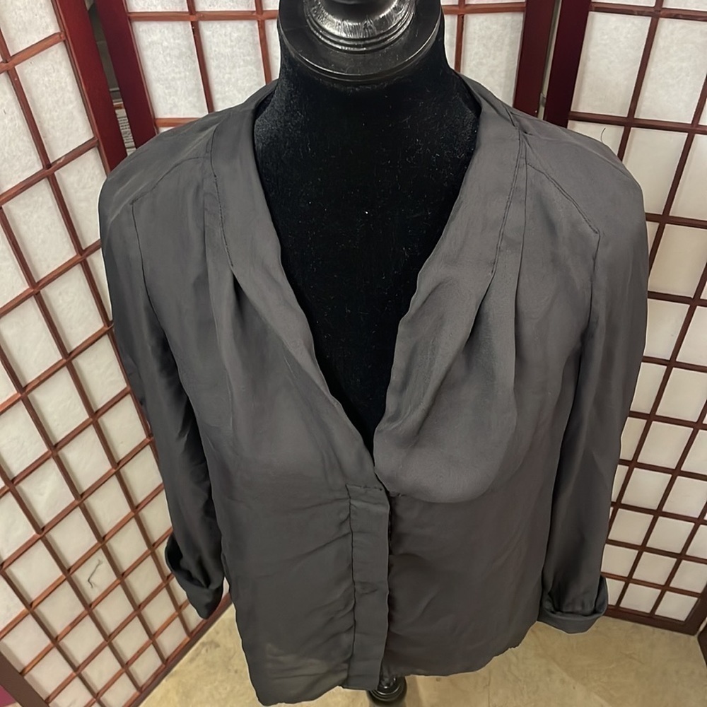 H&M Women Black Sheer Long Sleeve Top Size 2 - Picture 2 of 6